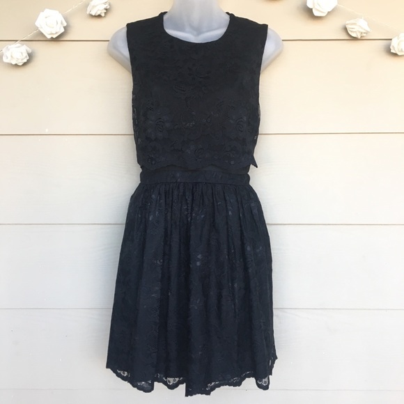ASOS Dresses & Skirts - Asos - Black Crop Top Overlay Lace Dress
